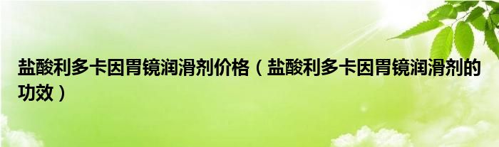 鹽酸利多卡因胃鏡潤滑劑價格（鹽酸利多卡因胃鏡潤滑劑的功效）