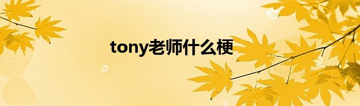 tony老師什么梗
