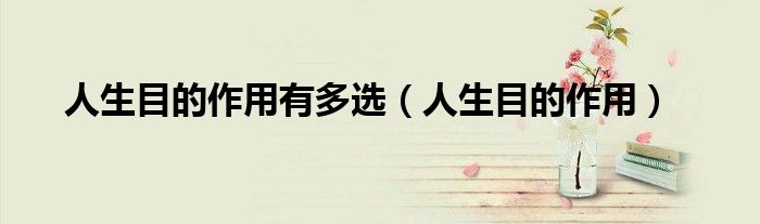 人生目的作用有多選（人生目的作用）