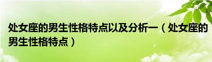 處女座的男生性格特點以及分析一（處女座的男生性格特點）