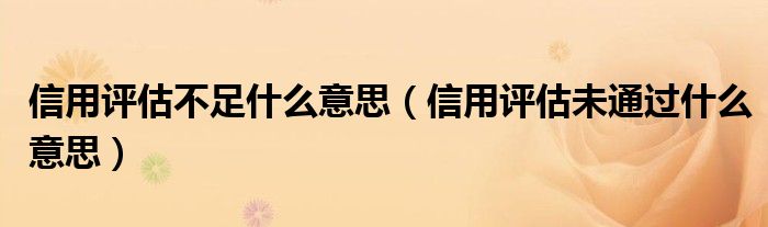 信用評估不足什么意思（信用評估未通過什么意思）