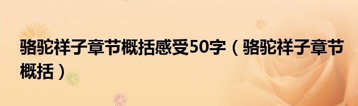 駱駝祥子章節(jié)概括感受50字（駱駝祥子章節(jié)概括）