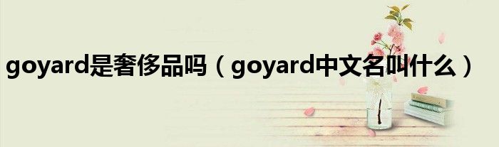 goyard是奢侈品嗎（goyard中文名叫什么）