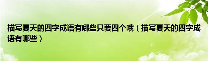 描寫夏天的四字成語有哪些只要四個哦（描寫夏天的四字成語有哪些）