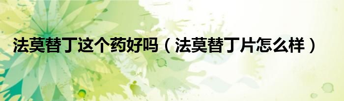 法莫替丁這個藥好嗎（法莫替丁片怎么樣）