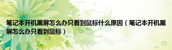 筆記本開機(jī)黑屏怎么辦只看到鼠標(biāo)什么原因（筆記本開機(jī)黑屏怎么辦只看到鼠標(biāo)）