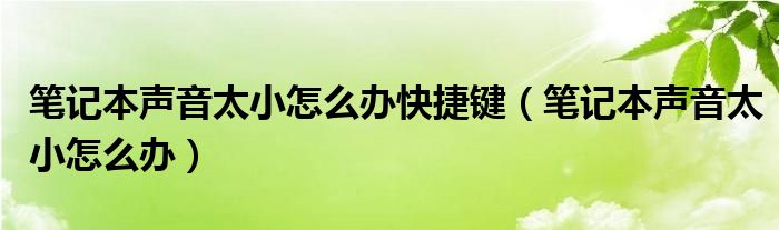 筆記本聲音太小怎么辦快捷鍵（筆記本聲音太小怎么辦）