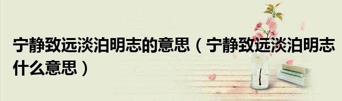 寧靜致遠(yuǎn)淡泊明志的意思（寧靜致遠(yuǎn)淡泊明志什么意思）