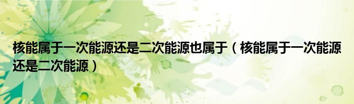 核能屬于一次能源還是二次能源也屬于（核能屬于一次能源還是二次能源）