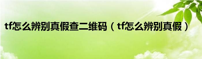 tf怎么辨別真假查二維碼（tf怎么辨別真假）