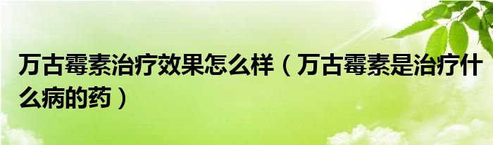 萬古霉素治療效果怎么樣（萬古霉素是治療什么病的藥）
