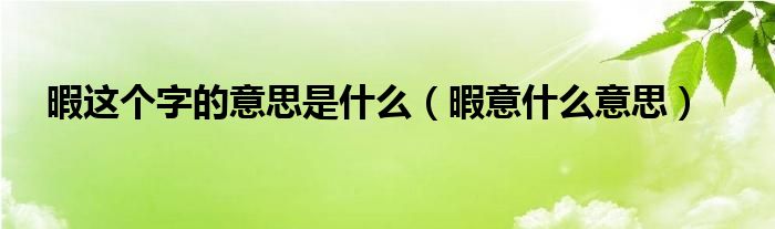 暇這個字的意思是什么（暇意什么意思）