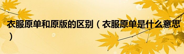 衣服原單和原版的區(qū)別（衣服原單是什么意思）