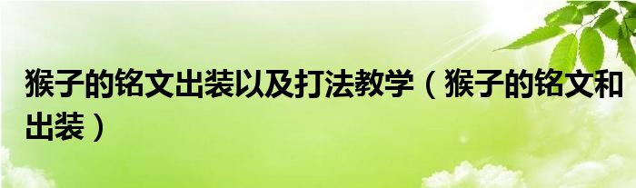 猴子的銘文出裝以及打法教學(xué)（猴子的銘文和出裝）