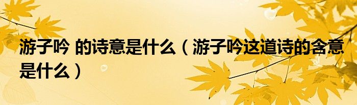 游子吟 的詩意是什么（游子吟這道詩的含意是什么）