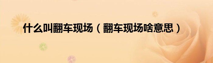 什么叫翻車現(xiàn)場（翻車現(xiàn)場啥意思）
