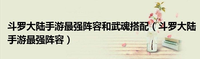 斗羅大陸手游最強(qiáng)陣容和武魂搭配（斗羅大陸手游最強(qiáng)陣容）