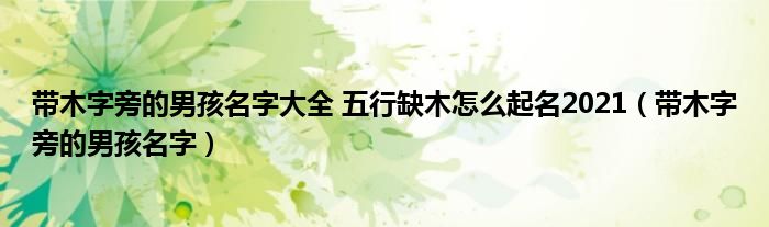 帶木字旁的男孩名字大全 五行缺木怎么起名2021（帶木字旁的男孩名字）