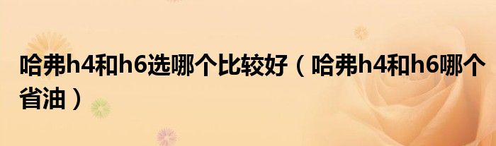 哈弗h4和h6選哪個(gè)比較好（哈弗h4和h6哪個(gè)省油）