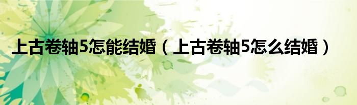 上古卷軸5怎能結(jié)婚（上古卷軸5怎么結(jié)婚）