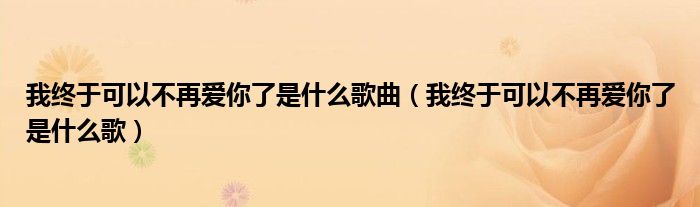 我終于可以不再愛(ài)你了是什么歌曲（我終于可以不再愛(ài)你了是什么歌）