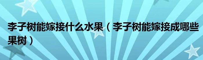 李子樹能嫁接什么水果（李子樹能嫁接成哪些果樹）