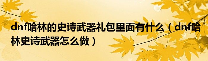 dnf哈林的史詩武器禮包里面有什么（dnf哈林史詩武器怎么做）