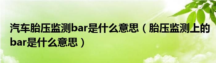 汽車胎壓監(jiān)測bar是什么意思（胎壓監(jiān)測上的bar是什么意思）