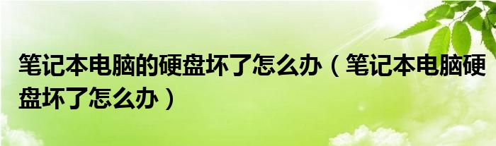 筆記本電腦的硬盤壞了怎么辦（筆記本電腦硬盤壞了怎么辦）