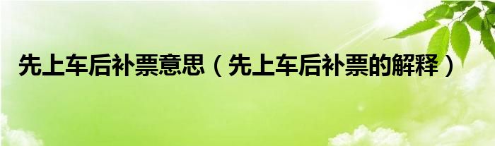 先上車后補(bǔ)票意思（先上車后補(bǔ)票的解釋）