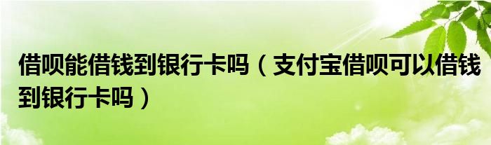 借唄能借錢到銀行卡嗎（支付寶借唄可以借錢到銀行卡嗎）