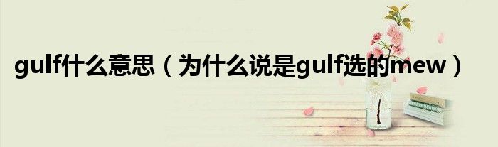 gulf什么意思（為什么說是gulf選的mew）