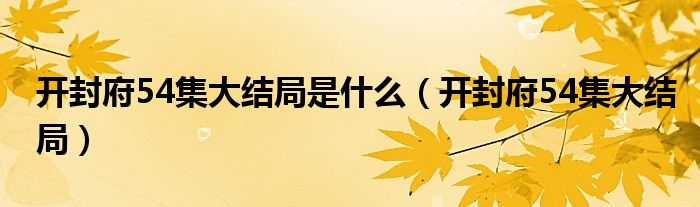 開封府54集大結(jié)局是什么（開封府54集大結(jié)局）