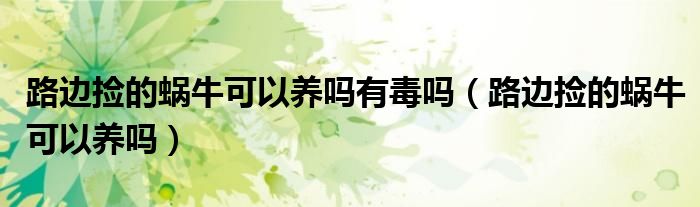 路邊撿的蝸牛可以養(yǎng)嗎有毒嗎（路邊撿的蝸?？梢责B(yǎng)嗎）