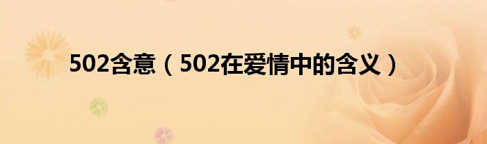 502含意（502在愛(ài)情中的含義）
