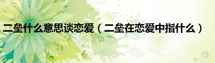 二壘什么意思談戀愛（二壘在戀愛中指什么）