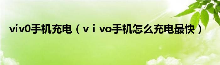 ⅵv0手機充電（vⅰvo手機怎么充電最快）