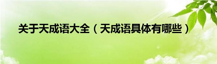 關(guān)于天成語(yǔ)大全（天成語(yǔ)具體有哪些）
