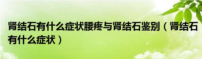 腎結(jié)石有什么癥狀腰疼與腎結(jié)石鑒別（腎結(jié)石有什么癥狀）