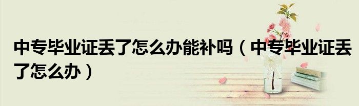 中專畢業(yè)證丟了怎么辦能補(bǔ)嗎（中專畢業(yè)證丟了怎么辦）