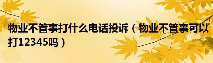 物業(yè)不管事打什么電話投訴（物業(yè)不管事可以打12345嗎）