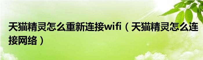天貓精靈怎么重新連接wifi（天貓精靈怎么連接網(wǎng)絡(luò)）