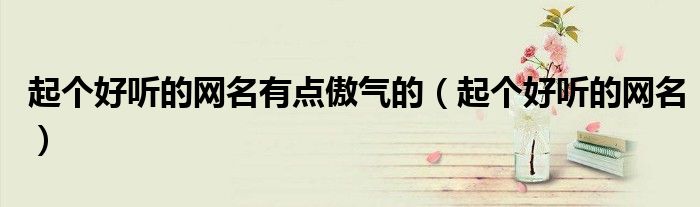 起個好聽的網(wǎng)名有點傲氣的（起個好聽的網(wǎng)名）