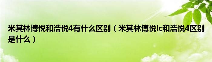 米其林博悅和浩悅4有什么區(qū)別（米其林博悅lc和浩悅4區(qū)別是什么）