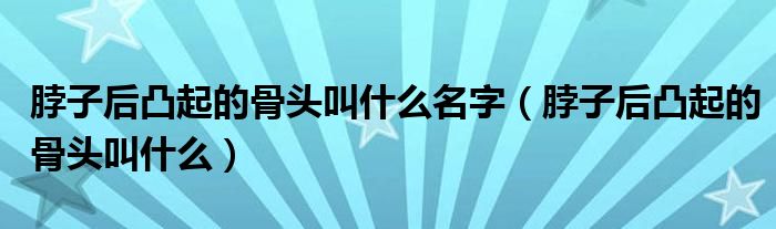 脖子后凸起的骨頭叫什么名字（脖子后凸起的骨頭叫什么）