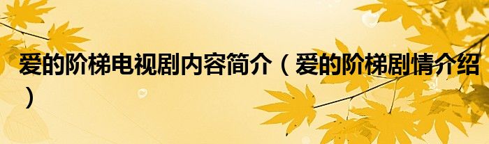 愛的階梯電視劇內(nèi)容簡介（愛的階梯劇情介紹）