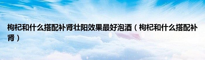 枸杞和什么搭配補(bǔ)腎壯陽(yáng)效果最好泡酒（枸杞和什么搭配補(bǔ)腎）