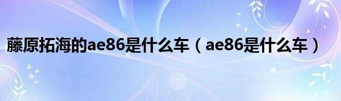 藤原拓海的ae86是什么車（ae86是什么車）