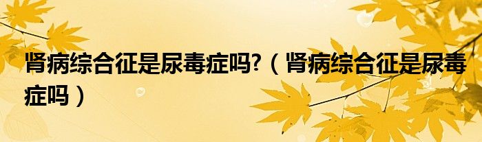 腎病綜合征是尿毒癥嗎?（腎病綜合征是尿毒癥嗎）