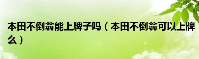 本田不倒翁能上牌子嗎（本田不倒翁可以上牌么）